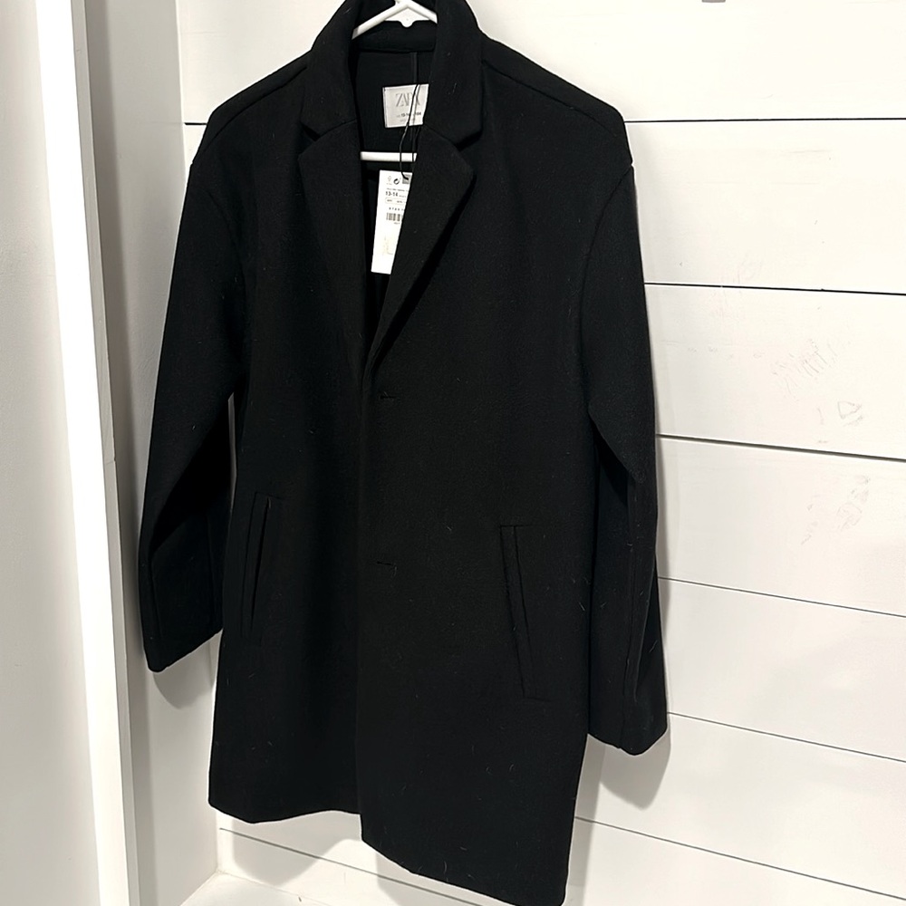 13-14 Zara boys overcoat formal warm polyester jacket